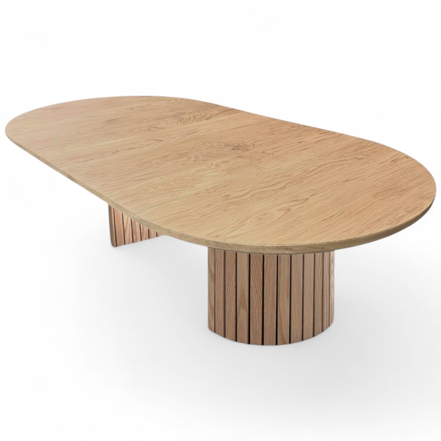 Rundt plankebord m. eg sokkelfod + (0-2 tillægsplader)